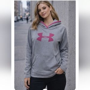 Under Armour Gray & Pink Hoodie Sweatshirt Women’s Size Large